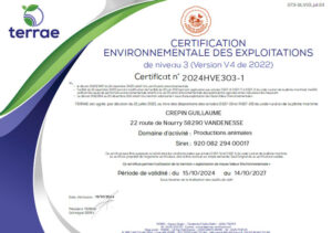 Certificat HVE Guillaume Crépin